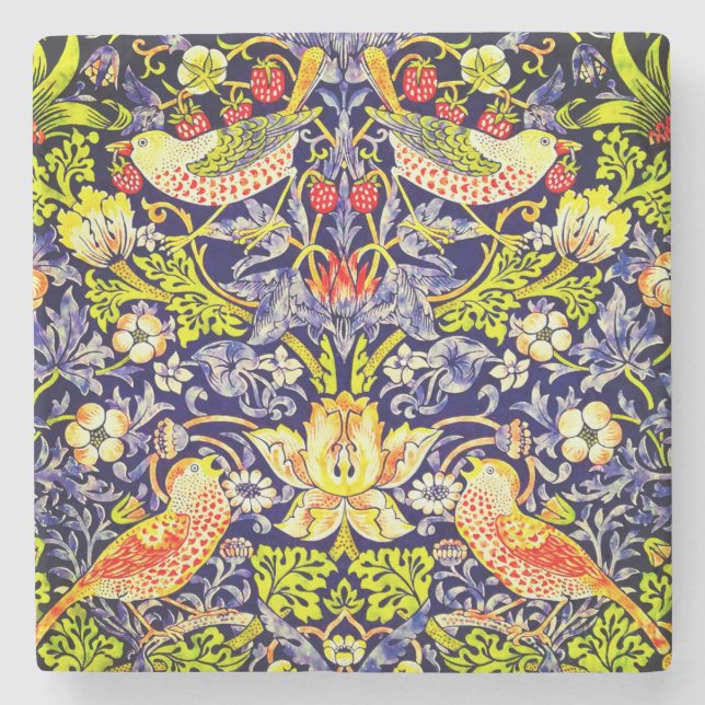 Porta-copo De Pedra Strawberry Thef Birds William Morris (Frente)
