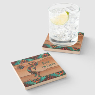 Porta-copo De Pedra Sudoeste Kokopelli Jogando Flauta