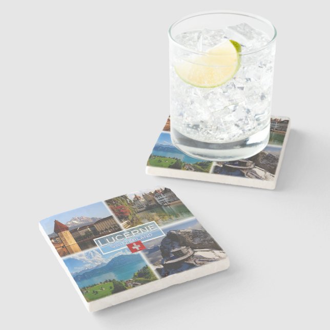 Porta-copo De Pedra Suiça CH - Luzerna - Ponte Chapel - Antiga Coluna (Lateral)