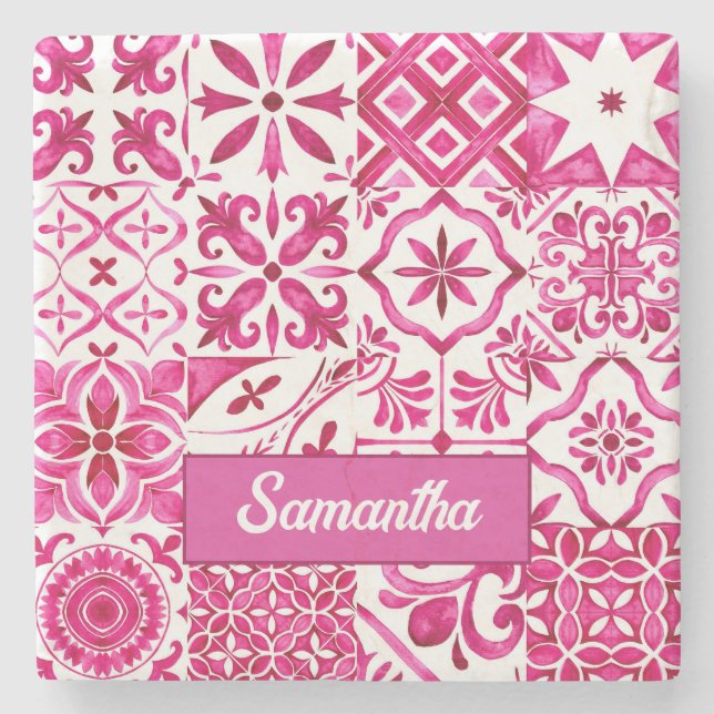 Porta-copo De Pedra Summer majolica vermelha Siciliana (Frente)