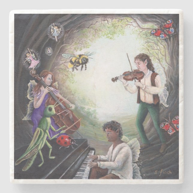 Porta-copo De Pedra Summer Solstice Fairy Concert (Frente)