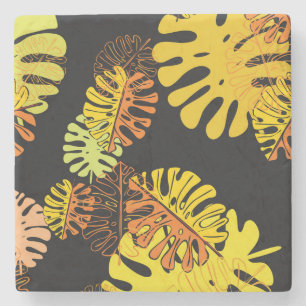 Porta-copo De Pedra Summer Tropical Leaves Vintage Design