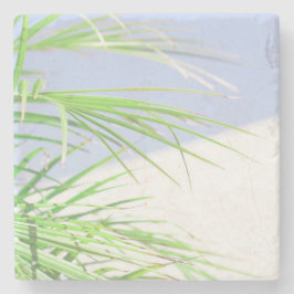 Porta-copo De Pedra Summer Vibes Palm Tree deixa pastel verde pálido