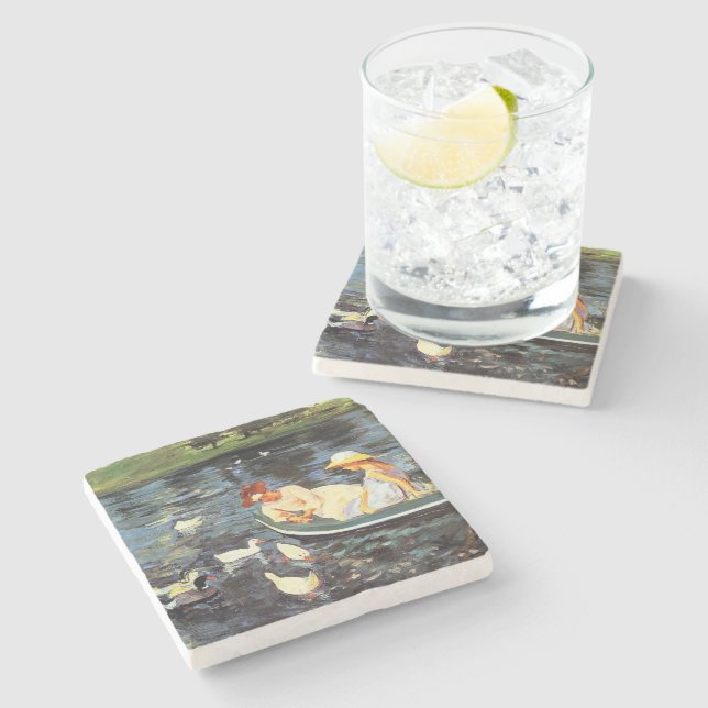 Porta-copo De Pedra Summertime (por Mary Cassatt) (Lateral)