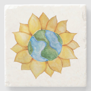 Porta-copo De Pedra Sunflower Earth Day Art