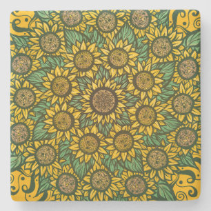Porta-copo De Pedra Sunflower Mandala Nature Lover Girassóis Floral