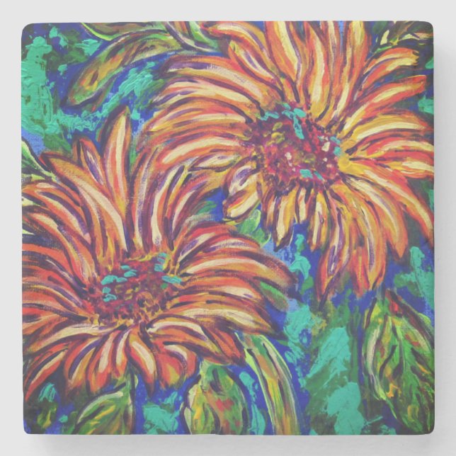Porta-copo De Pedra Sunflowers Stone Coaster (Frente)