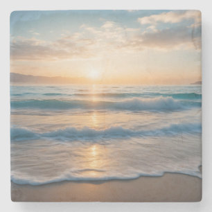 Porta-copo De Pedra Sunrise Sobre a Praia