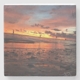 Porta-copo De Pedra Sunset at the Beach