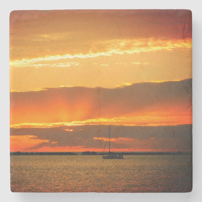 Porta-copo De Pedra Sunset Sail (Frente)