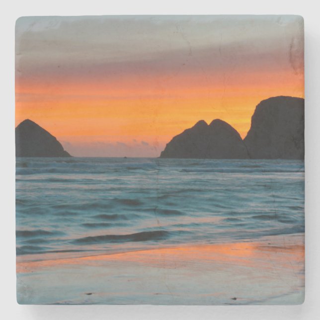 Porta-copo De Pedra Sunset, Sea Stacks, Oceanside, Oregon, EUA (Frente)