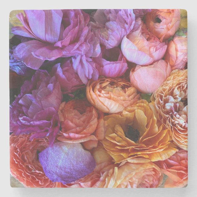 Porta-copo De Pedra Suporte de Flores Românticas (Frente)