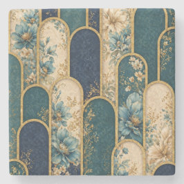 Porta-copo De Pedra Suporte de Pedra com Padrão de Arco Floral Azul Lu
