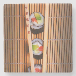 Porta-copo De Pedra Sushi e chopsticks de madeira