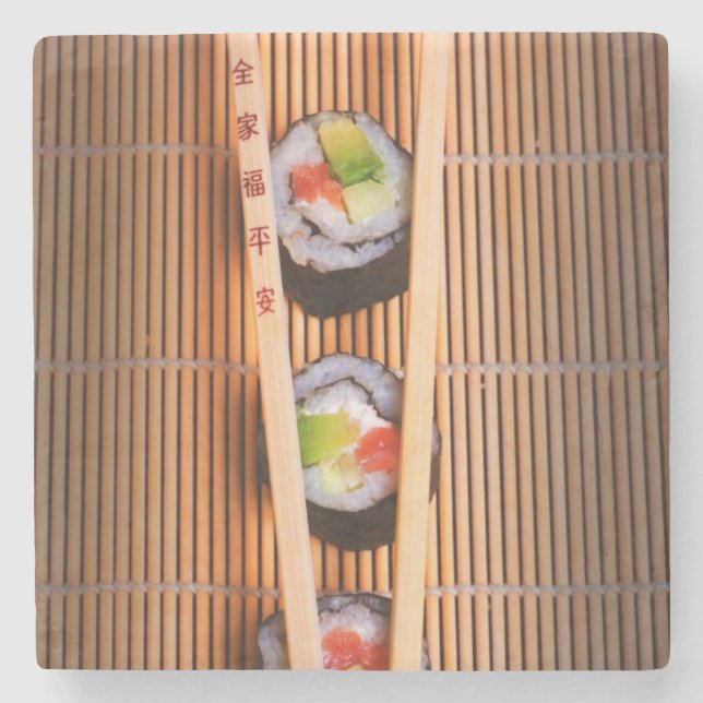 Porta-copo De Pedra Sushi e chopsticks de madeira (Frente)