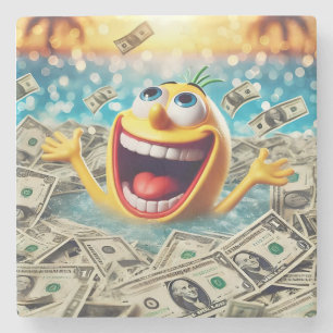 Porta-copo De Pedra swimming in money