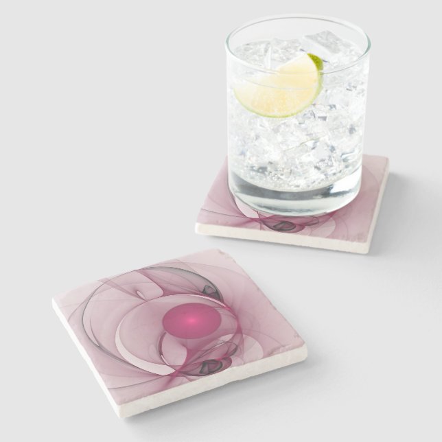 Porta-copo De Pedra Swing Fractal, Abstrato moderna, Arte Rosa Berry (Lateral)
