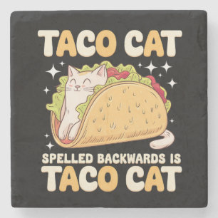 Porta-copo De Pedra Tacocat Escrito de Trás para Frente Taco Cat Mexic