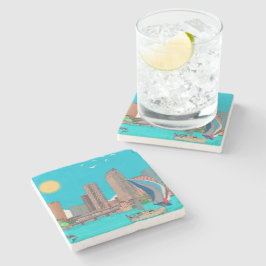 Porta-copo De Pedra Tampa Skyline Florida EUA