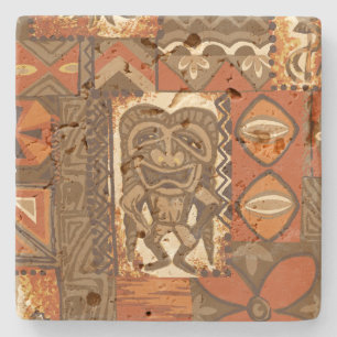 Porta-copo De Pedra Tapa havaiano do vintage de Pomaika'i Tiki