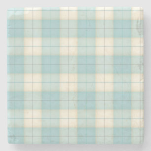 Porta-copo De Pedra Tartan Xadrez Azul Claro