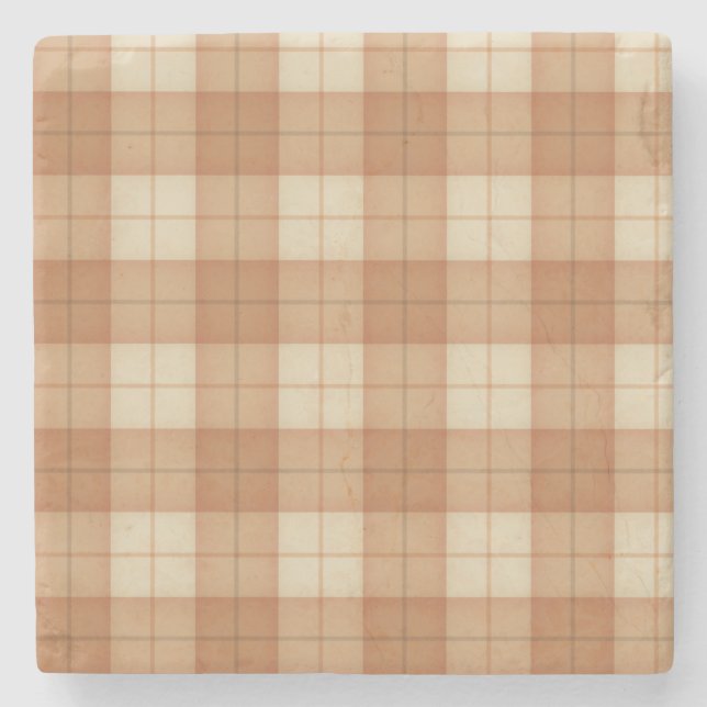 Porta-copo De Pedra Tartan Xadrez castanho-claro (Frente)