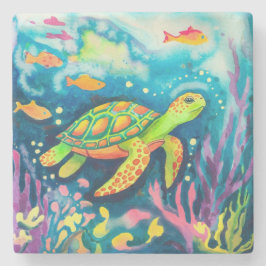 Porta-copo De Pedra Tartaruga de pintura