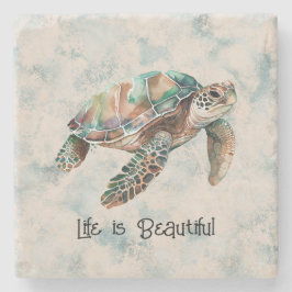 Porta-copo De Pedra Tartaruga do Mar dos Sonhos Azuis Dourada