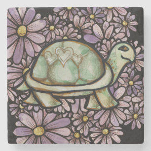 Porta-copo De Pedra Tartaruga Floral Amor Tartarugas bonitinhas Carapa