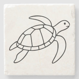 Porta-copo De Pedra Tartaruga Marinha Arte Linear – Animal Marinho Min