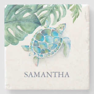 Porta-copo De Pedra Tartaruga Marinha Tropical Personalizada