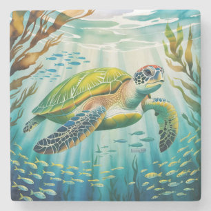 Porta-copo De Pedra Tartaruga Pintada
