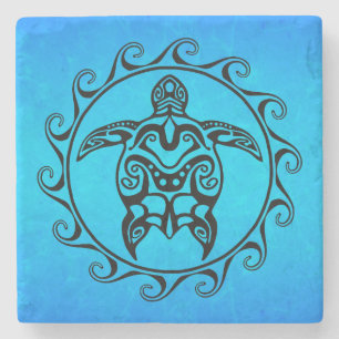 Porta-copo De Pedra Tartaruga tribal preta