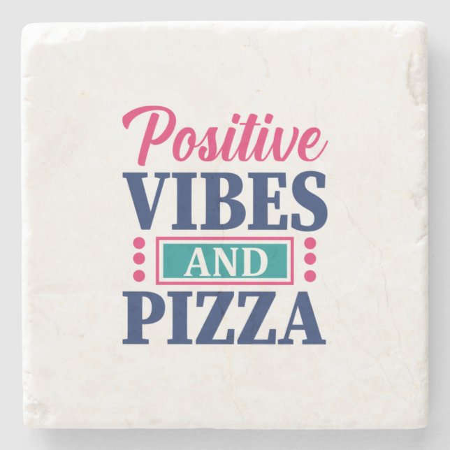 Porta-copo De Pedra Teacher Art Positive Vibes And Pizza (Frente)