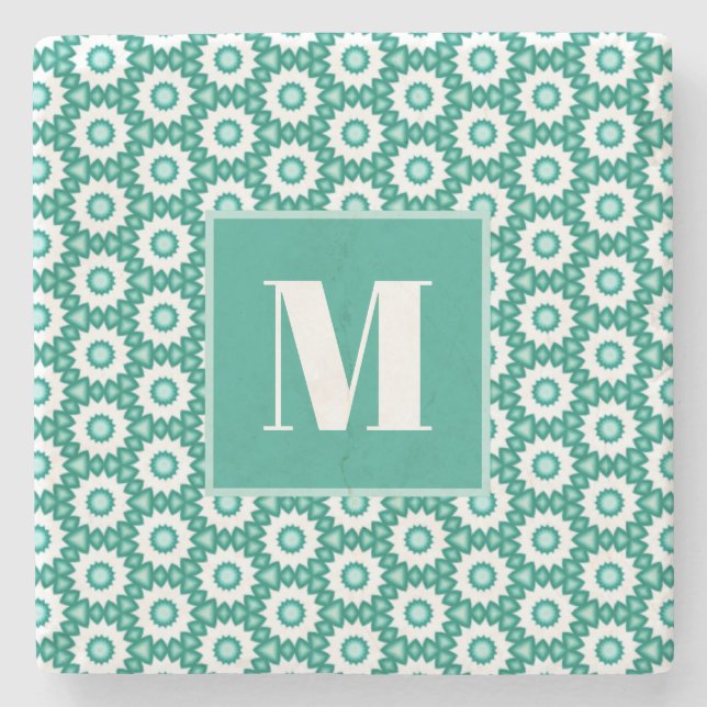 Porta-copo De Pedra Teal and Turquoise Initial Stone Coaster (Frente)
