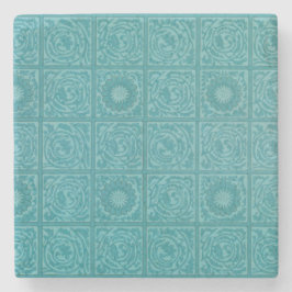 Porta-copo De Pedra Teal Azulejo Pattern (por William Morris)