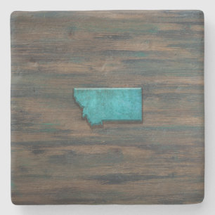 Porta-copo De Pedra Teal em forma de estado de Montana