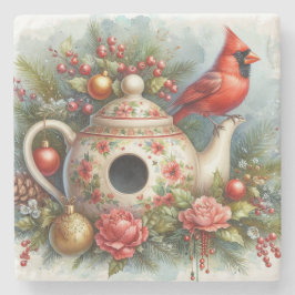 Porta-copo De Pedra Teapot Birdhouse Cardinal 4