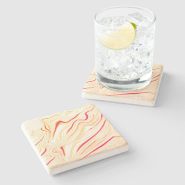 Porta-copo De Pedra Tecido ondulado com tons beges claros, curva rosa