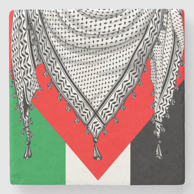 Porta-copo De Pedra Tecido Tradicional do Keffiyeh Scarf Palestino (Frente)