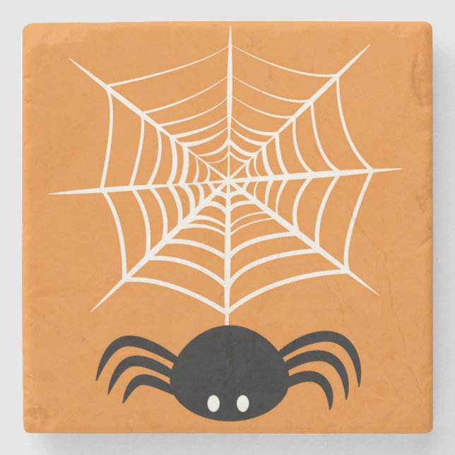 Porta-copo De Pedra Teia de Aranha de Halloween  (Frente)