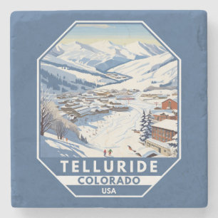 Porta-copo De Pedra Telluride Colorado Winter Viagem Art Vintage