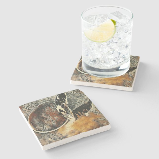 Porta-copo De Pedra Tempo de Alimentação! (Lateral)