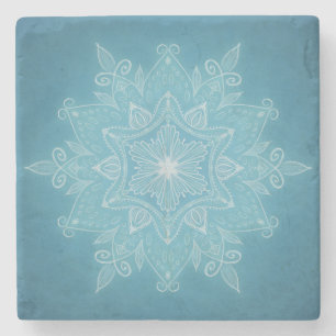 Porta-copo De Pedra Tendência moderna azul turquesa branca boho mandal