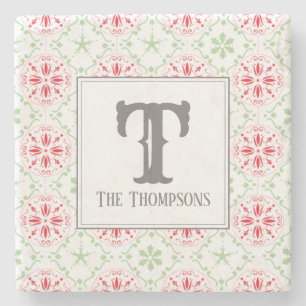 Porta-copo De Pedra Tendy Holiday Snowflakes, Natal Vermelho