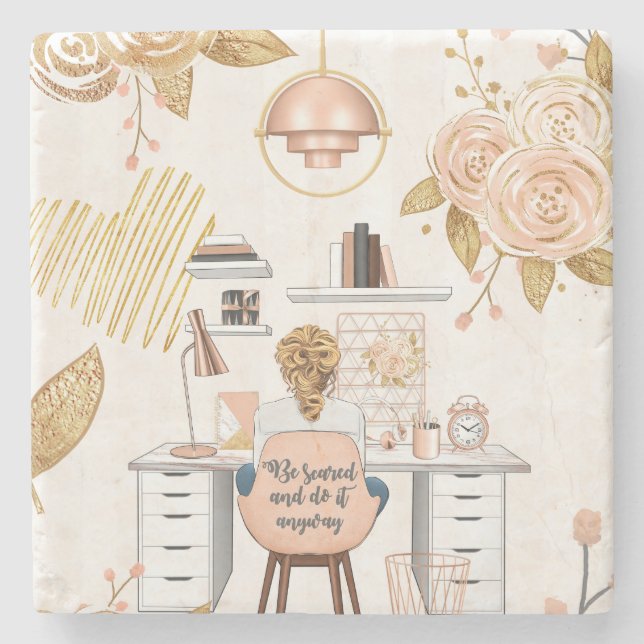 Porta-copo De Pedra Tenha Medo E Faça De Qualquer Forma (Frente)