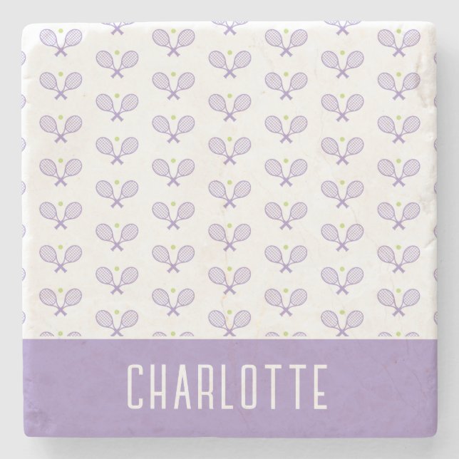 Porta-copo De Pedra Tênis de Nome Personalizado de Padrão de Tênis Per (Frente)