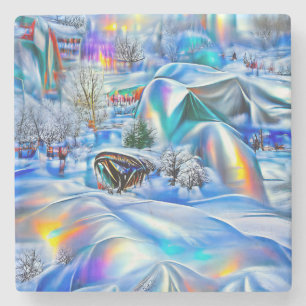 Porta-copo De Pedra Terra Maravilha Surreal de inverno com Luzes Iride