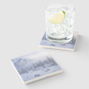 Porta-copo De Pedra Terra maravilhosa do inverno, nevoeiro, floresta d