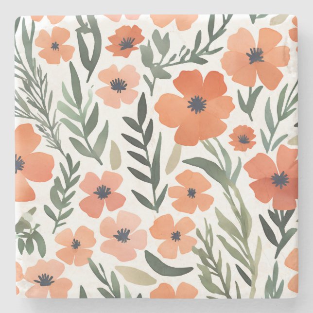 Porta-copo De Pedra Terracotta Wildflower Rustic Boho Drink Acessório (Frente)